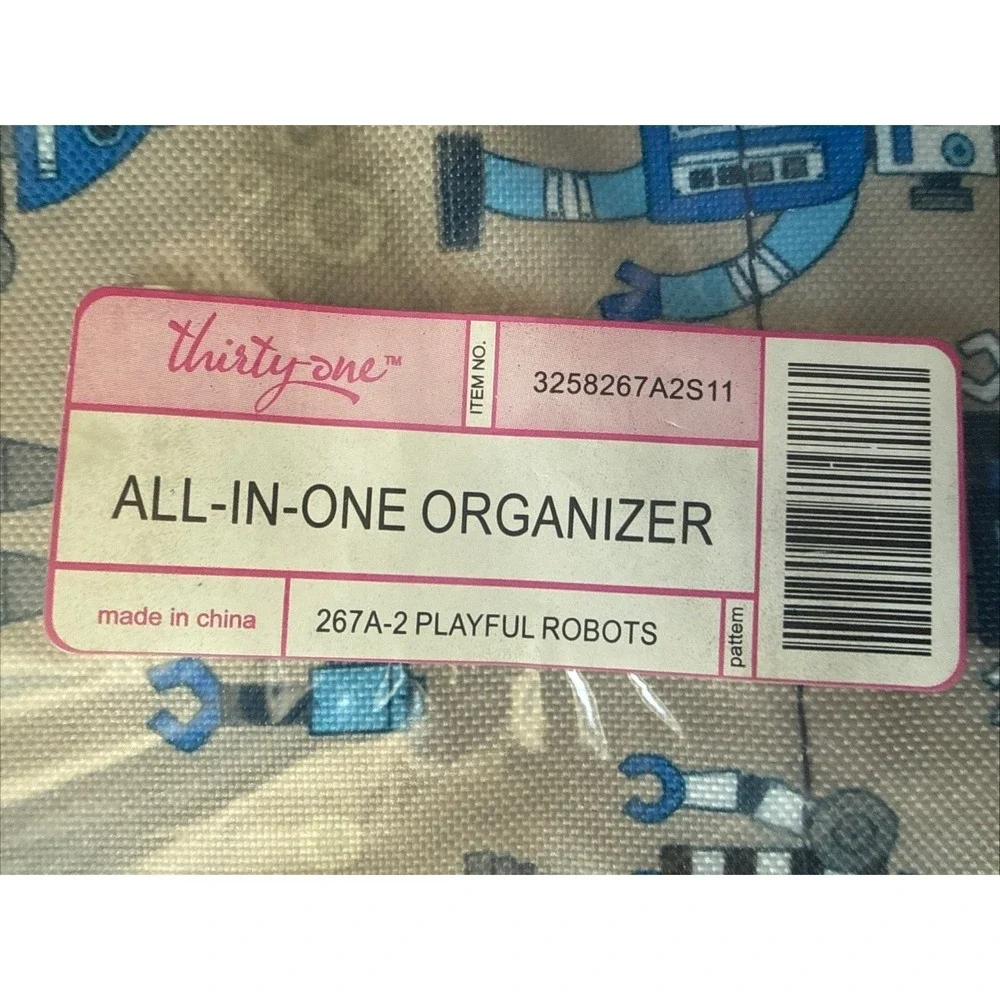 Thirty-One All-in-One Organizer Tote Bag Playful Robots‎ NEW
